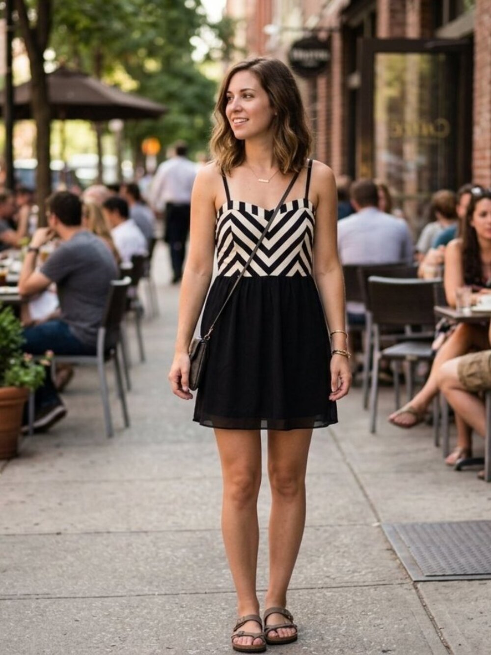 Volcom Chevron Knit Bodice Mini Dress Black White Size 5